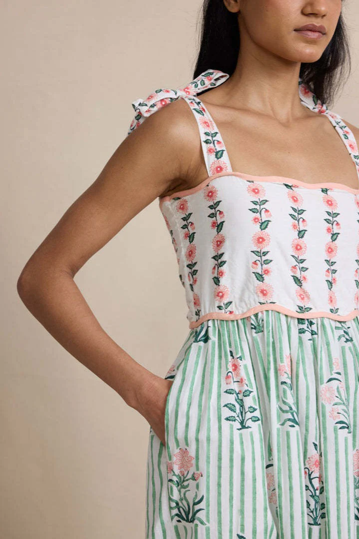 Floral Print Ruched Maxi Boho Dress - Image 4