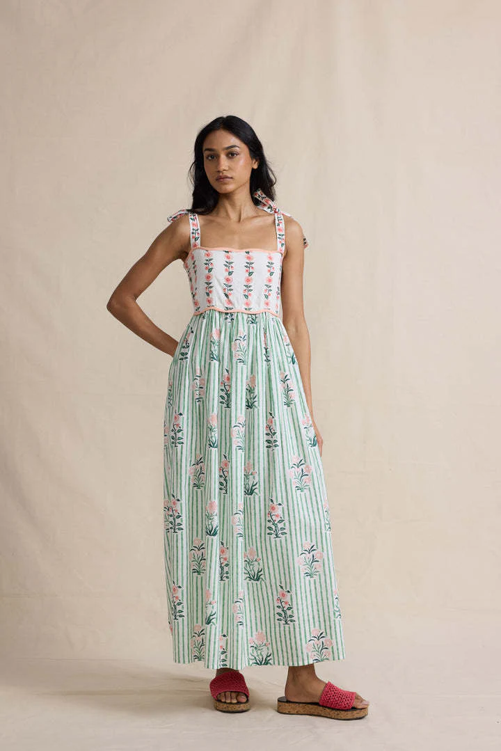 Floral Print Ruched Maxi Boho Dress - Image 5