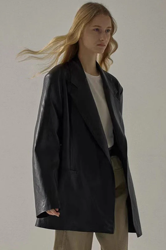 Oversized PU Blazer Coat - Image 2