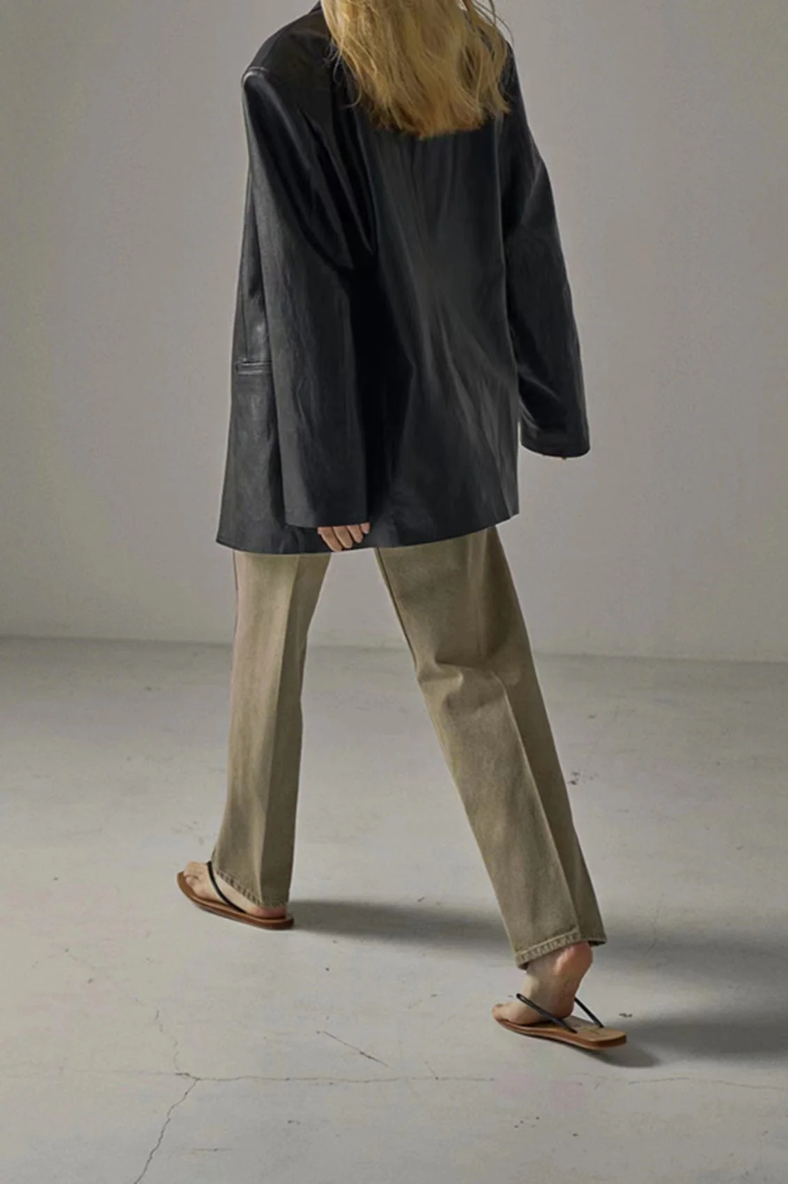 Oversized PU Blazer Coat - Image 3