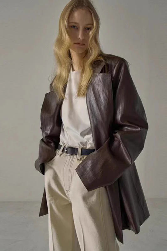 Oversized PU Blazer Coat - Image 6