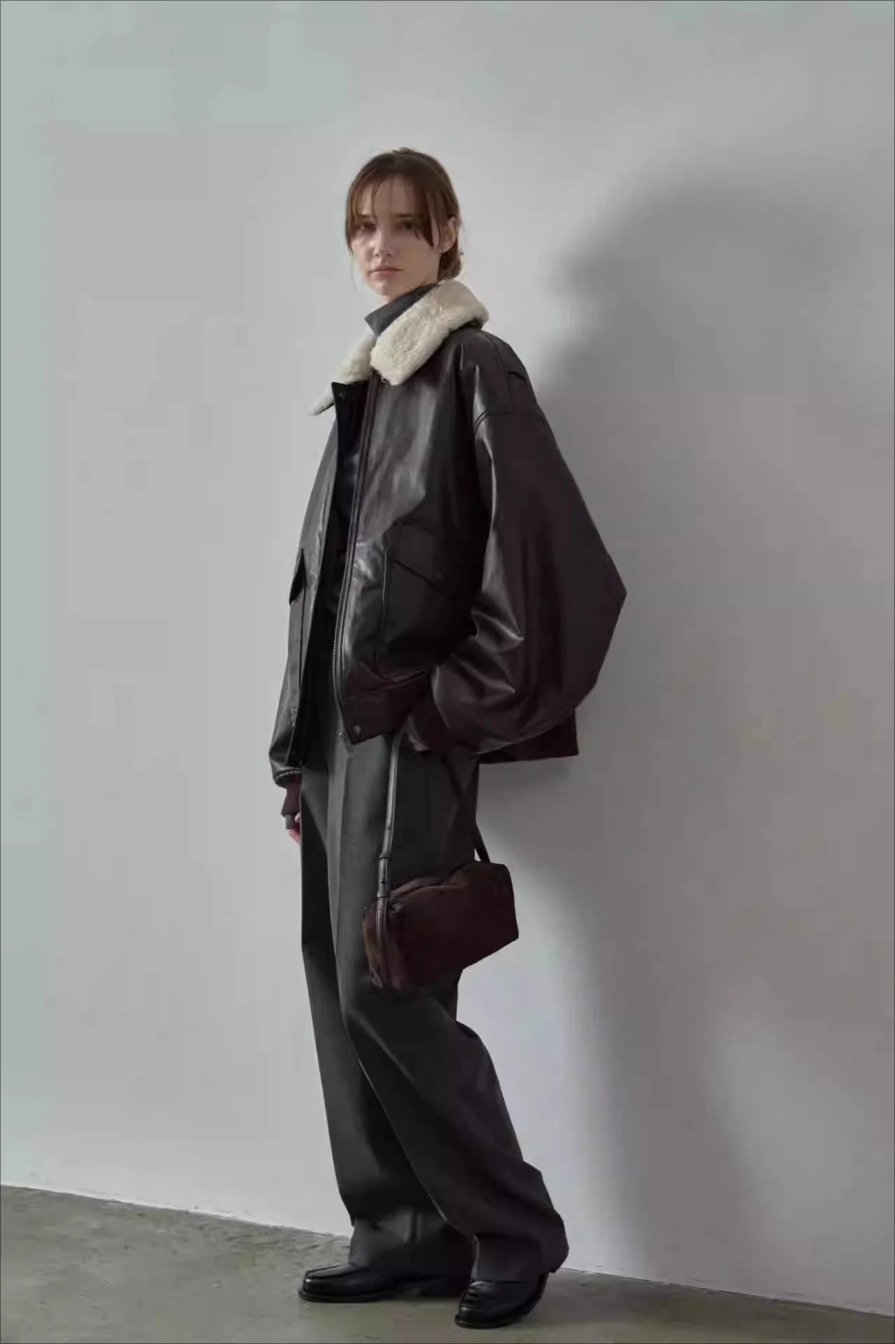 Spring Oversized Faux Leather Coat - Image 4