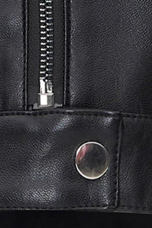Cropped Bomber Style PU Coat - Image 3