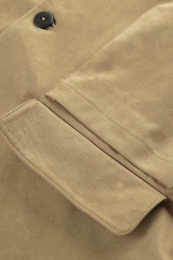 Lapel Faux Suede Short Coat - Image 6