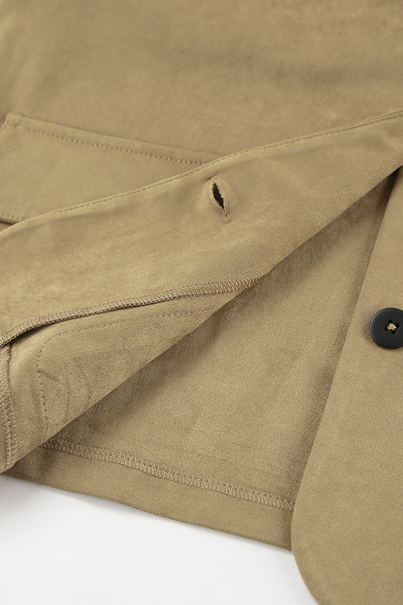 Lapel Faux Suede Short Coat - Image 7