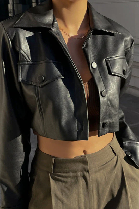 Zip-Up Faux Leather Coat - Image 2