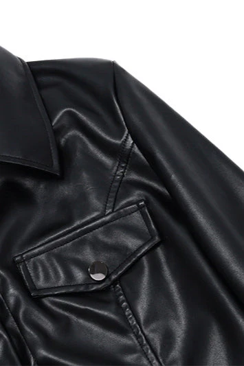 Zip-Up Faux Leather Coat - Image 5