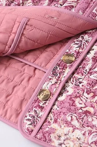 Floral Print Crew Neck Padded Coat - Image 6