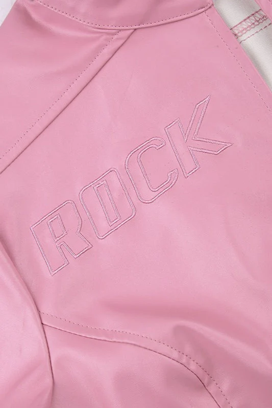 Pink Biker Style Bomber Coat - Image 6