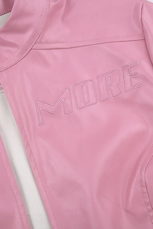 Pink Biker Style Bomber Coat - Image 7