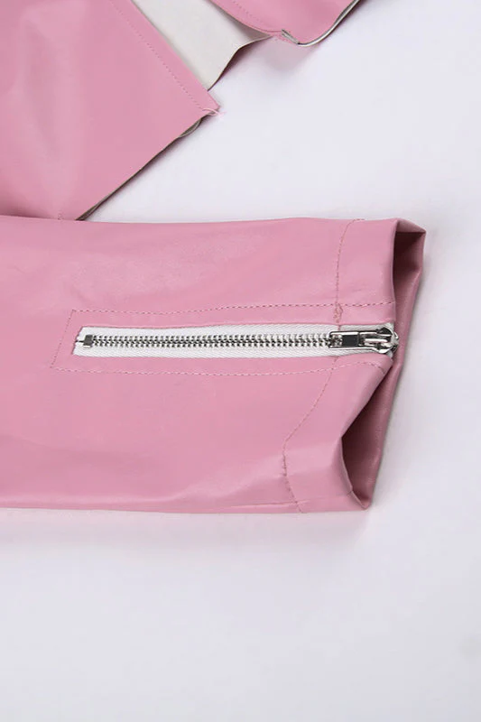 Pink Biker Style Bomber Coat - Image 8