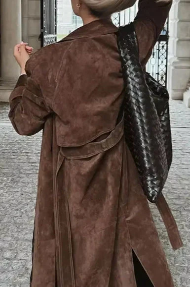 Vintage Brown Belted Long Coat - Image 4