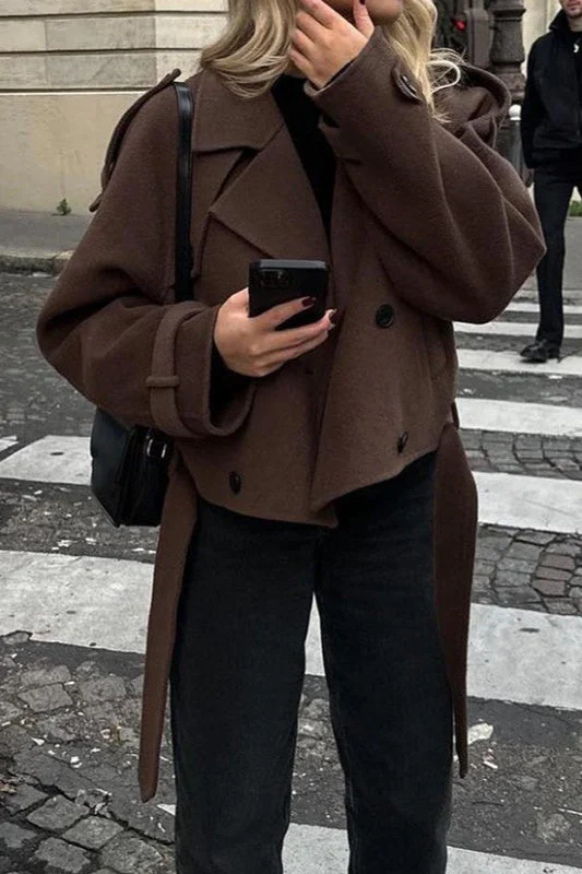 Wide Lapel Wool Blend Coat - Image 2