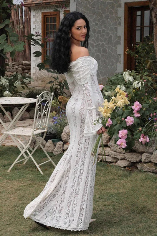 Long Sleeve Lace Strapless Boho Dress - Image 4
