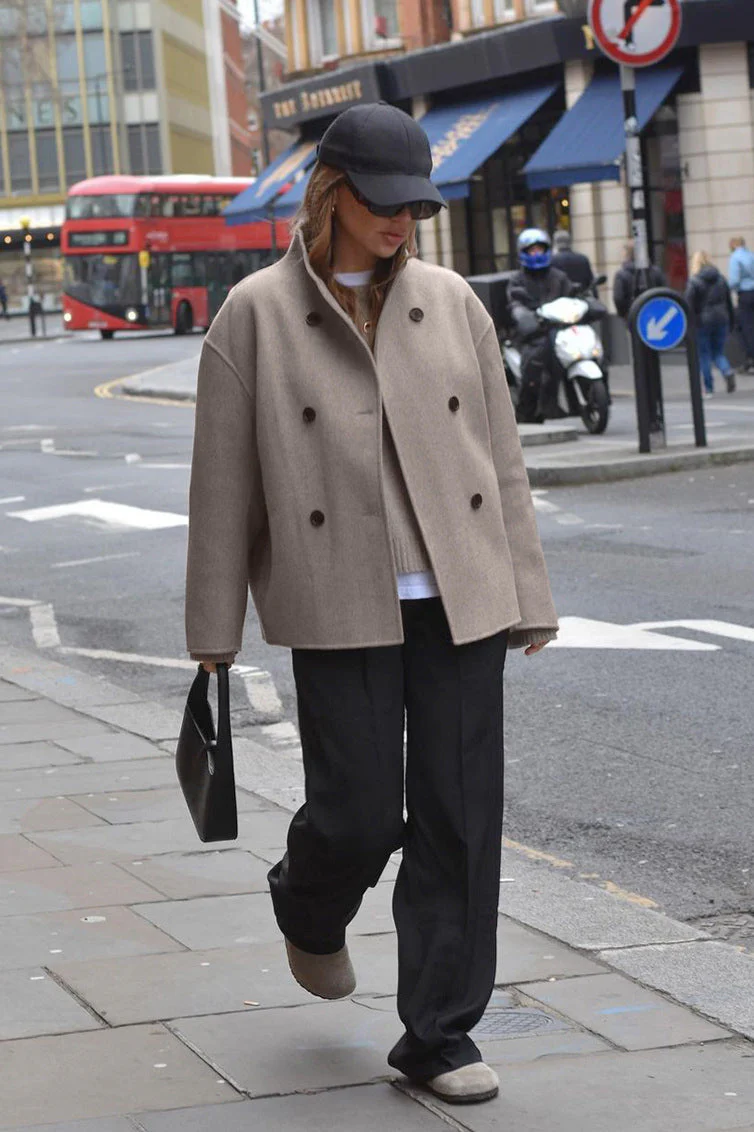 Brown Double-Breasted Blazer Coat - Image 3