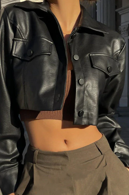 Sexy Cropped Biker Coat - Image 2