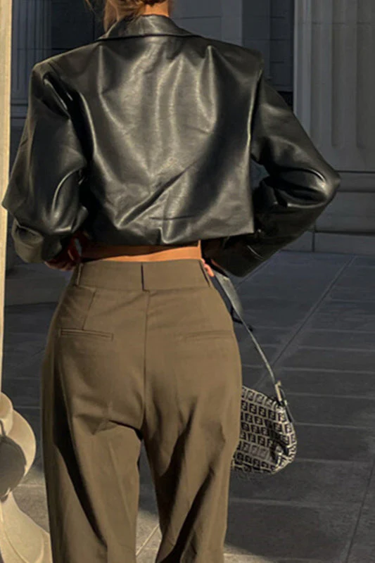 Sexy Cropped Biker Coat - Image 5