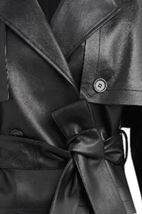 Street Style Cropped Leather Coat - Image 4