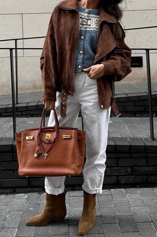 Vintage Loose Fit Brown Coat - Image 4