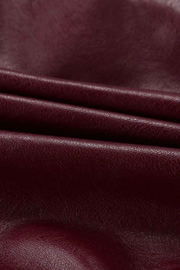 Burgundy Vintage Biker Coat - Image 2