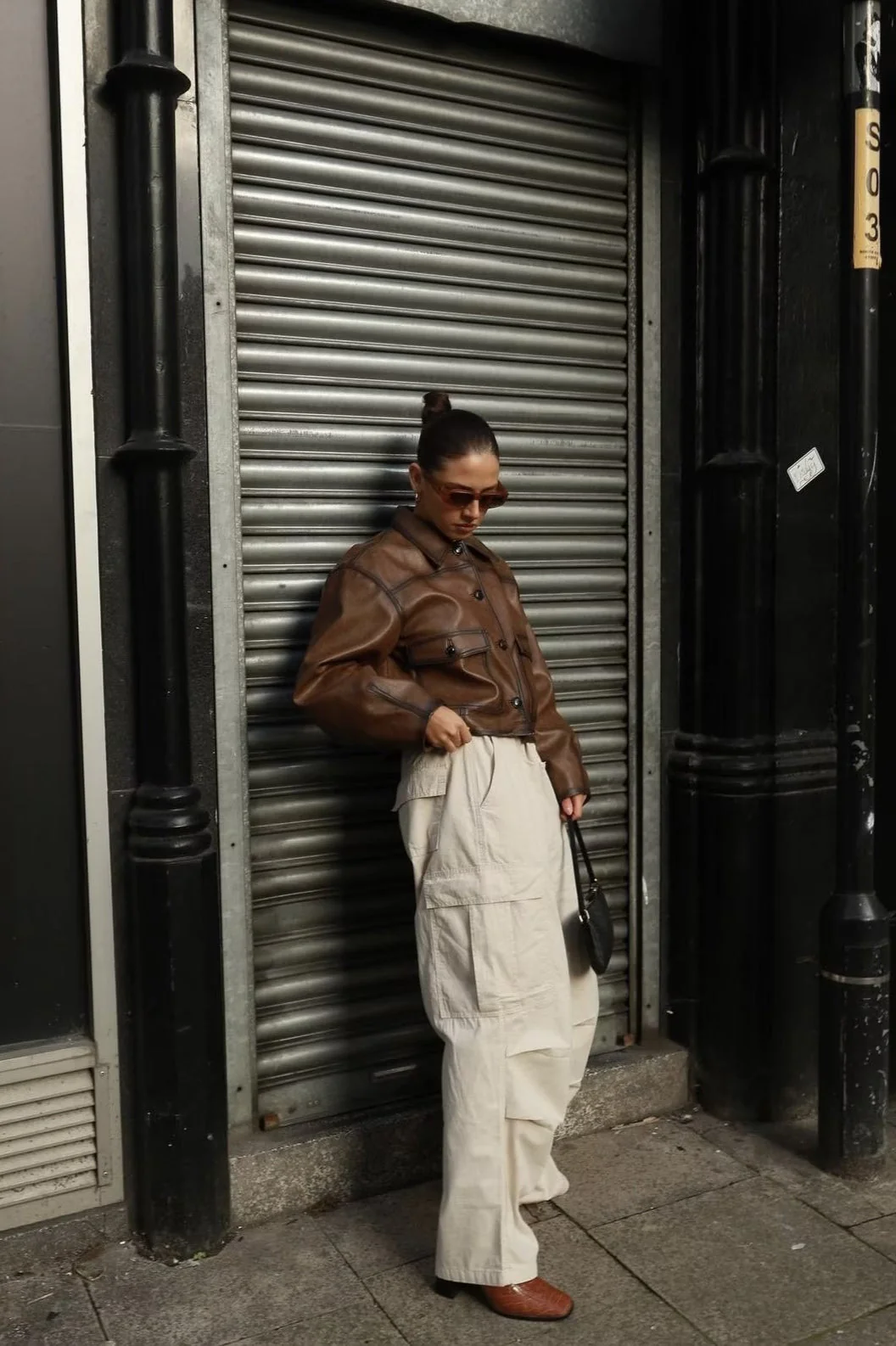 Brown Vintage Faux Leather Coat - Image 4