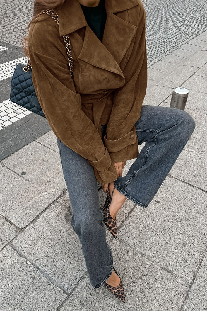 Belted Suede Trench Coat - Image 3