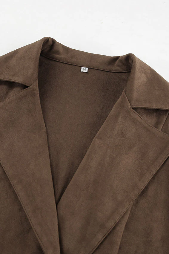 Belted Suede Trench Coat - Image 5