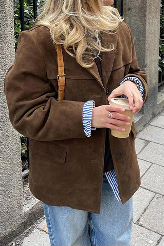 Belted Suede Longline Coat - Image 3