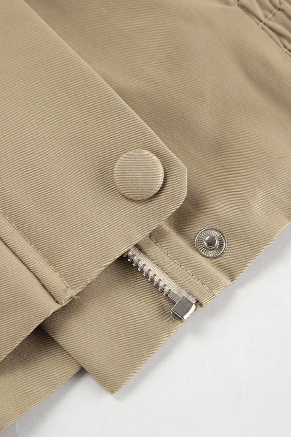 Khaki Biker Loose Fit Coat - Image 6