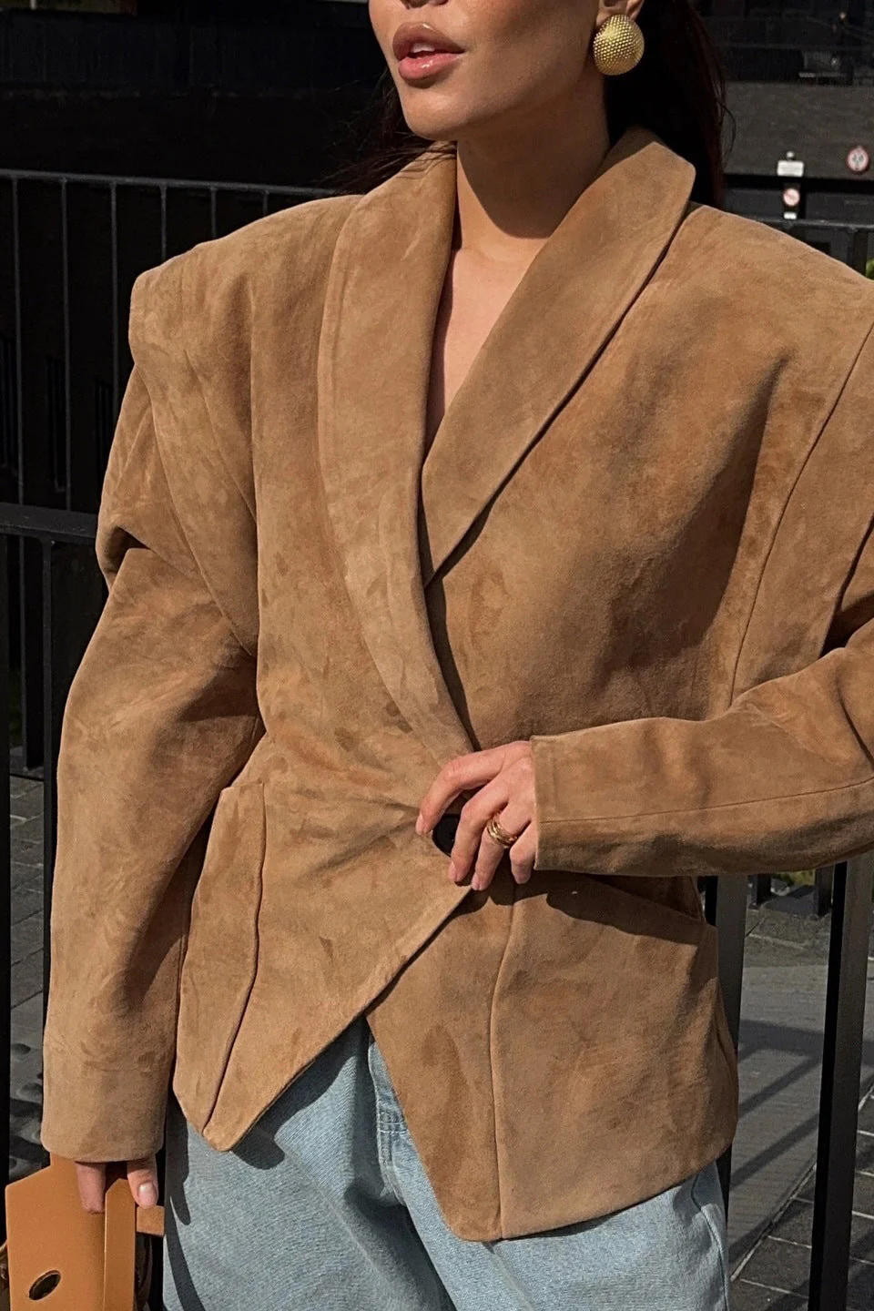 Suede Look Padded Blazer Coat - Image 2
