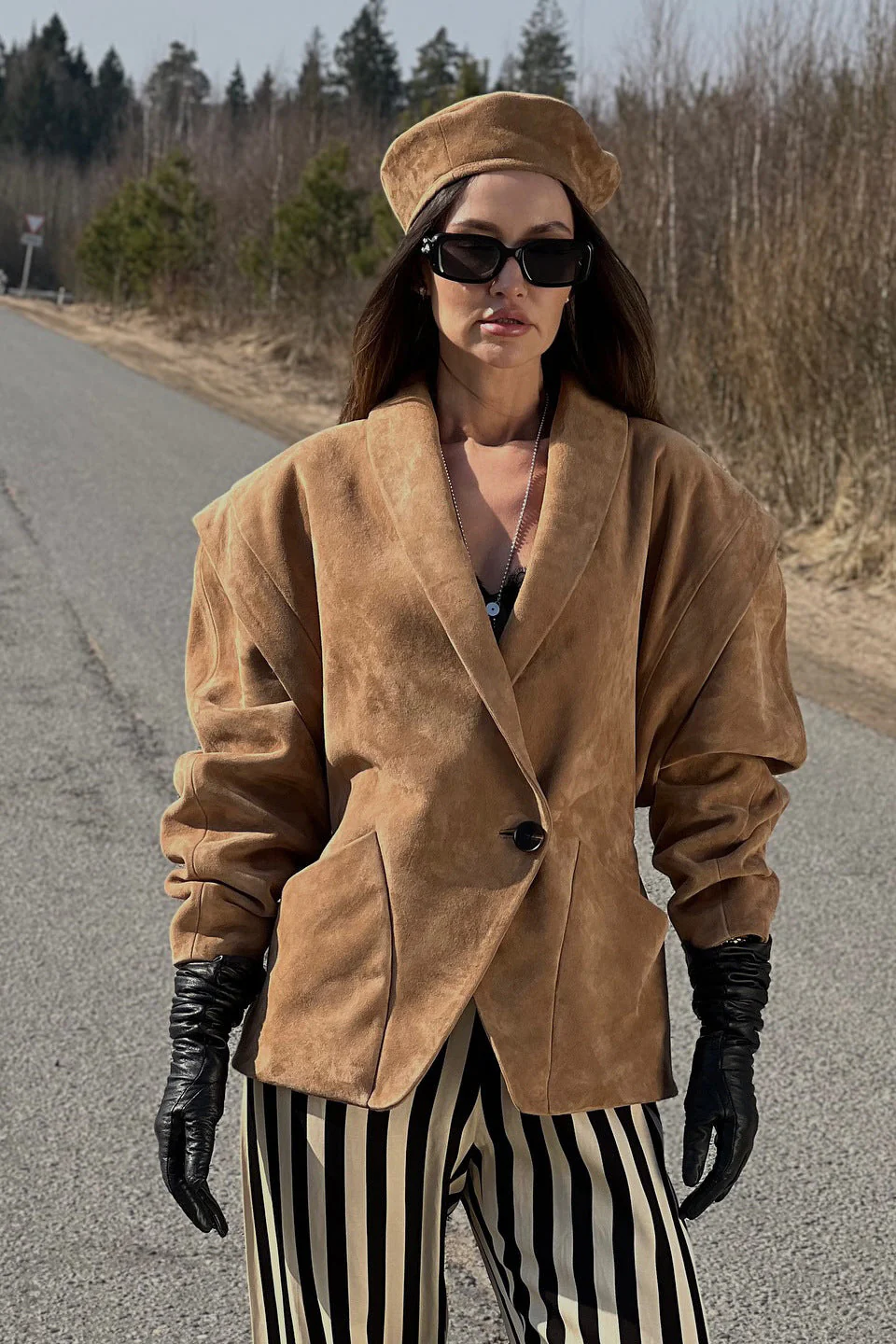 Suede Look Padded Blazer Coat - Image 3