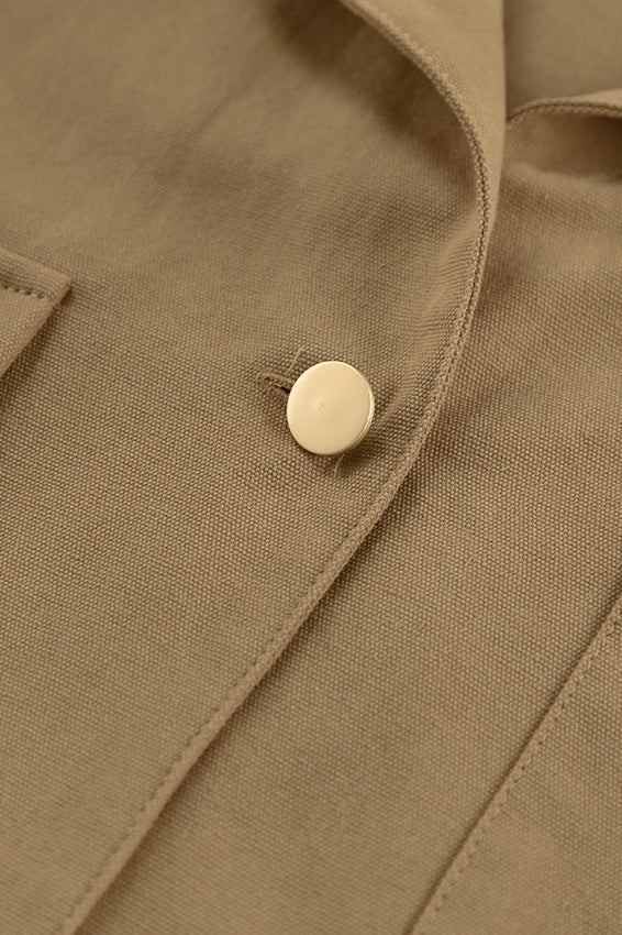 Brown PU Spliced Coat - Image 7