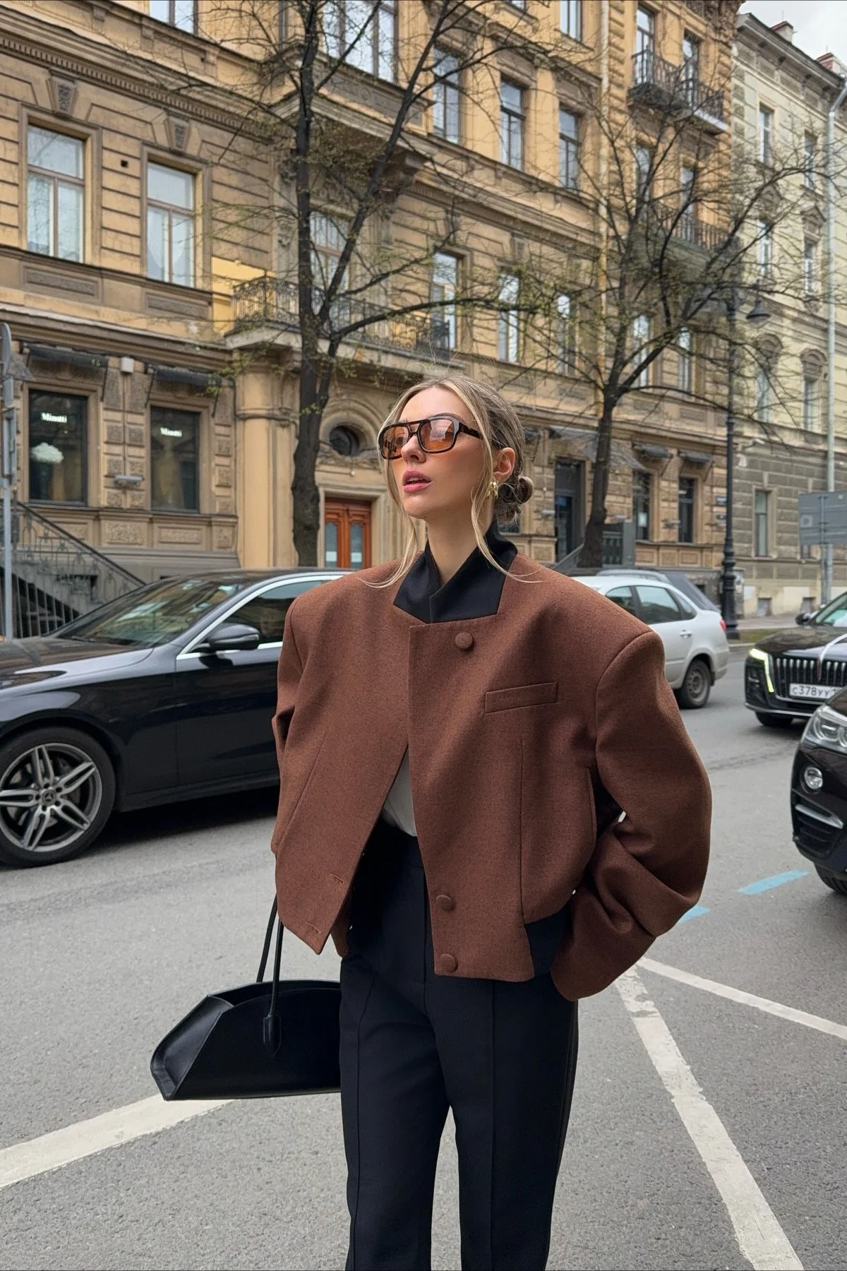 Padded Shoulder Solid Coat - Image 2