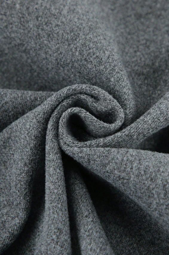 Trendy Grey Wool Short Coat - Image 9
