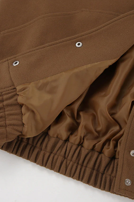 Stand Collar Melange Brown Wool Coat - Image 6
