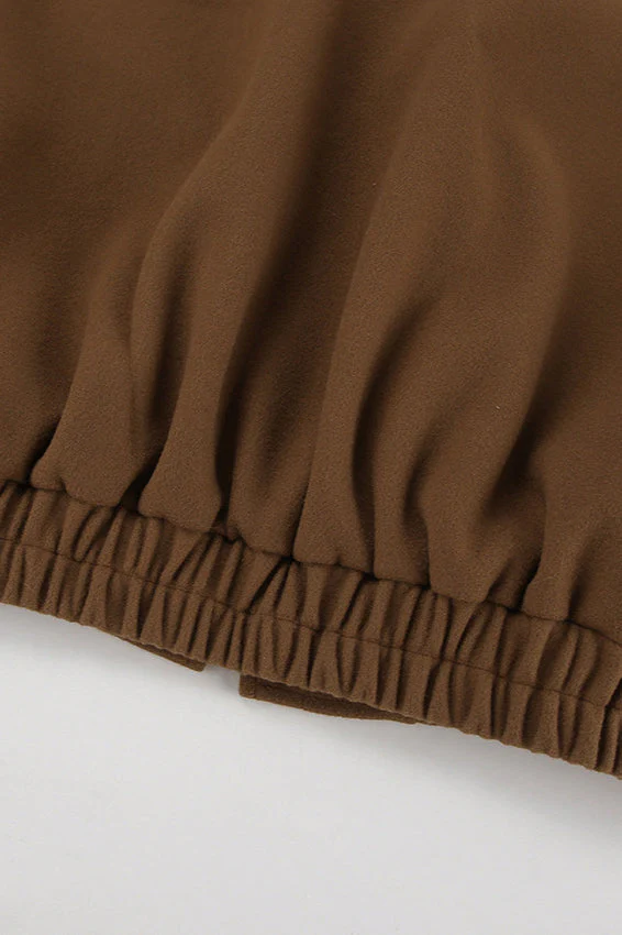 Stand Collar Melange Brown Wool Coat - Image 7