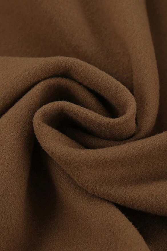 Stand Collar Melange Brown Wool Coat - Image 8