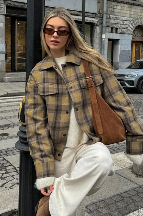 Vintage Loose Plaid Wool Coat - Image 3