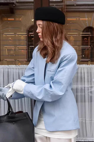 Street Casual Blue Blazer Coat - Image 2