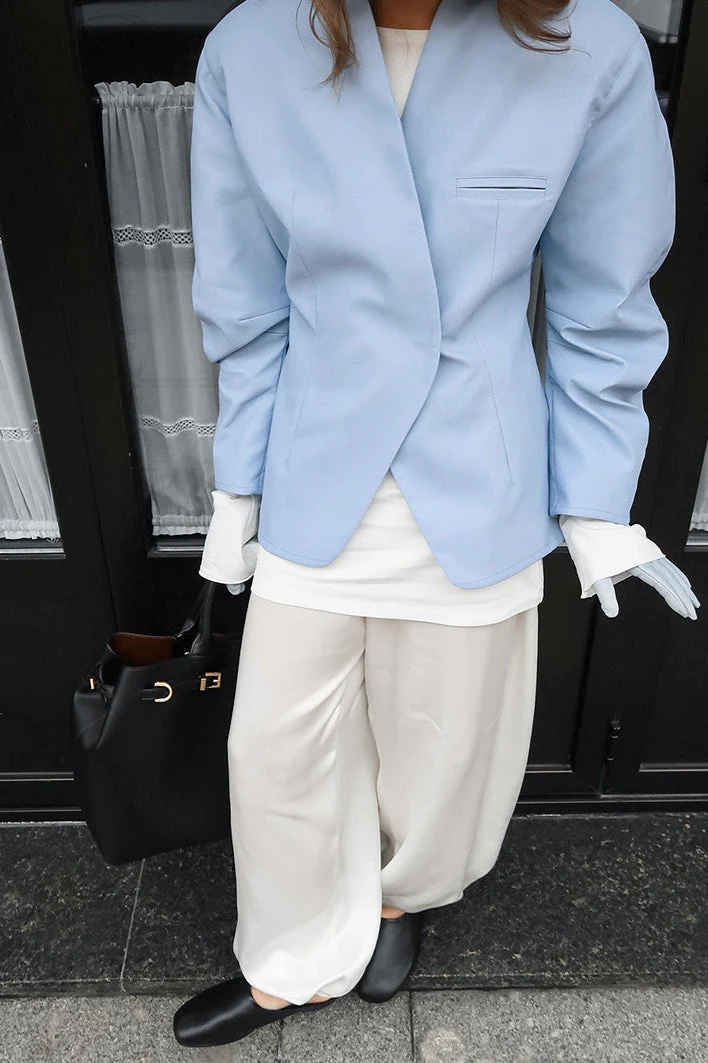 Street Casual Blue Blazer Coat - Image 4