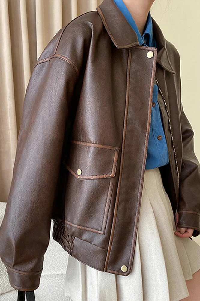 Vintage Modern Oversized Leather Coat - Image 2