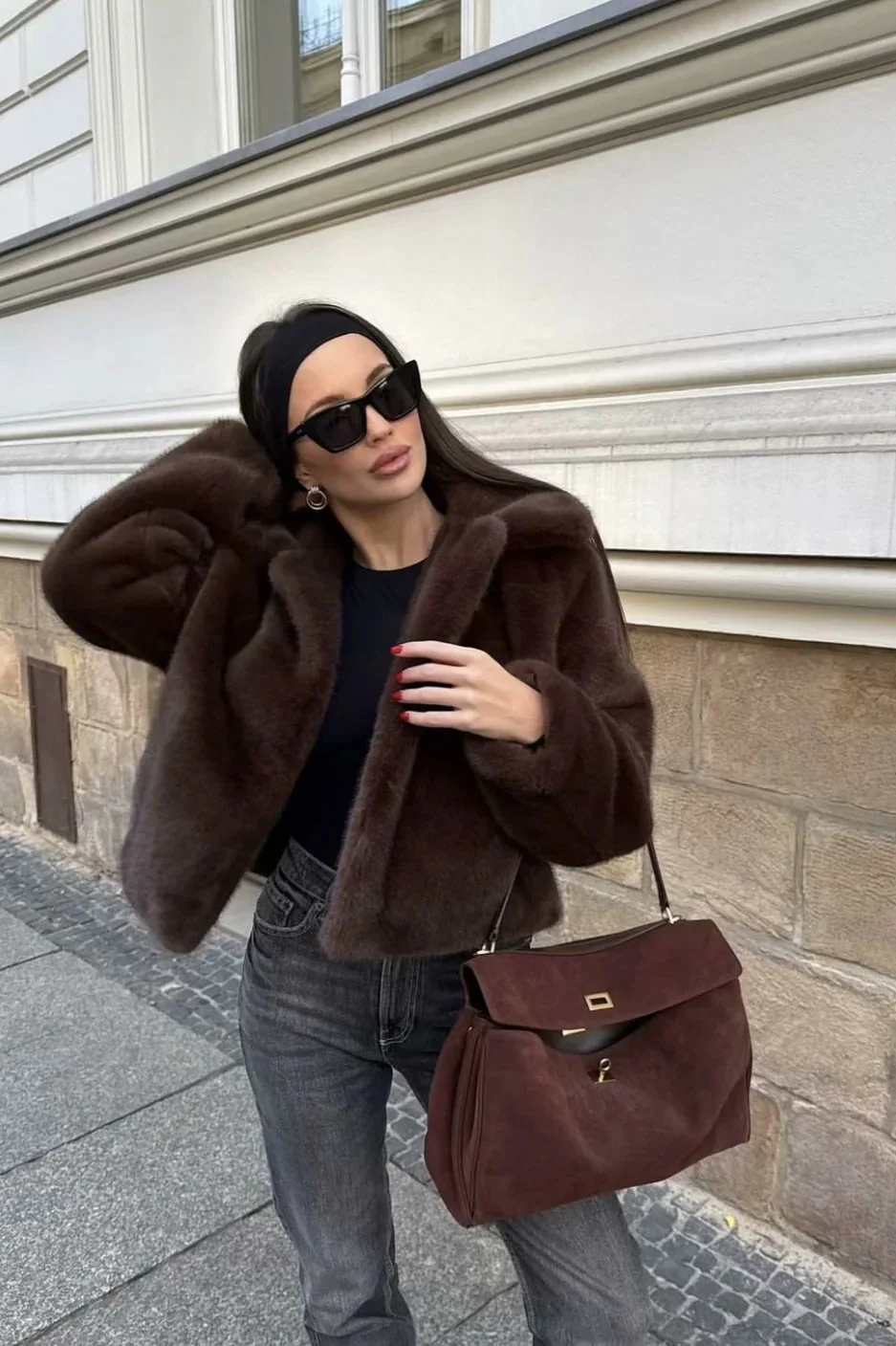 High Street Faux Fur Collar Coat - Image 2