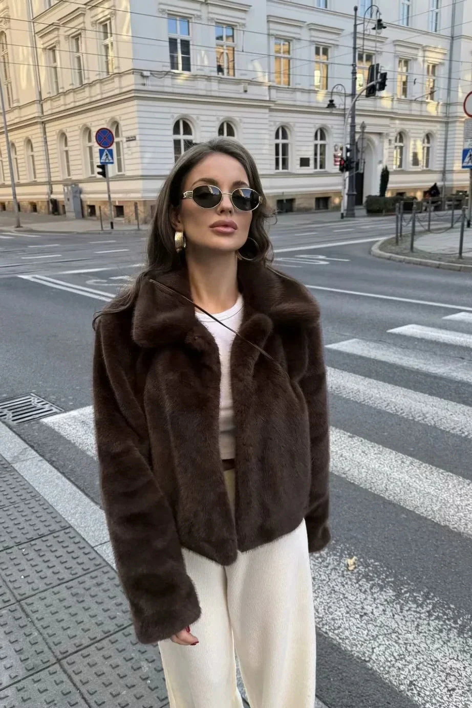 High Street Faux Fur Collar Coat - Image 7