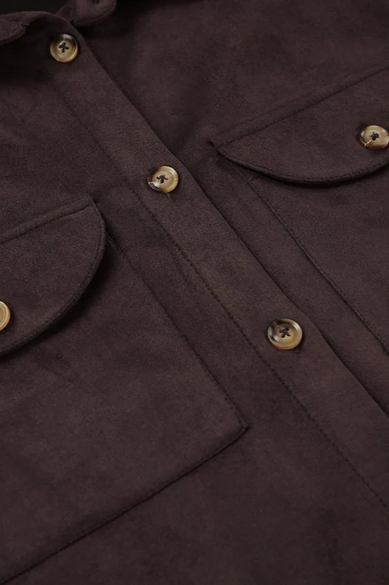 Brown Suede Loose Blazer Coat - Image 5