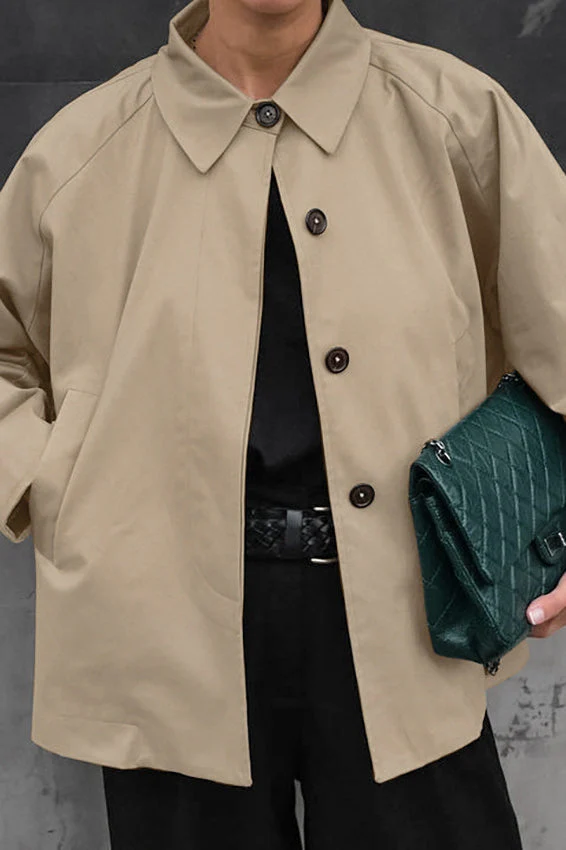 French Khaki Utility Trench Coat - Image 4