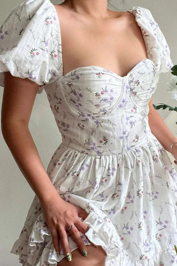 Floral Ruched Waist Mini Dress - Image 4