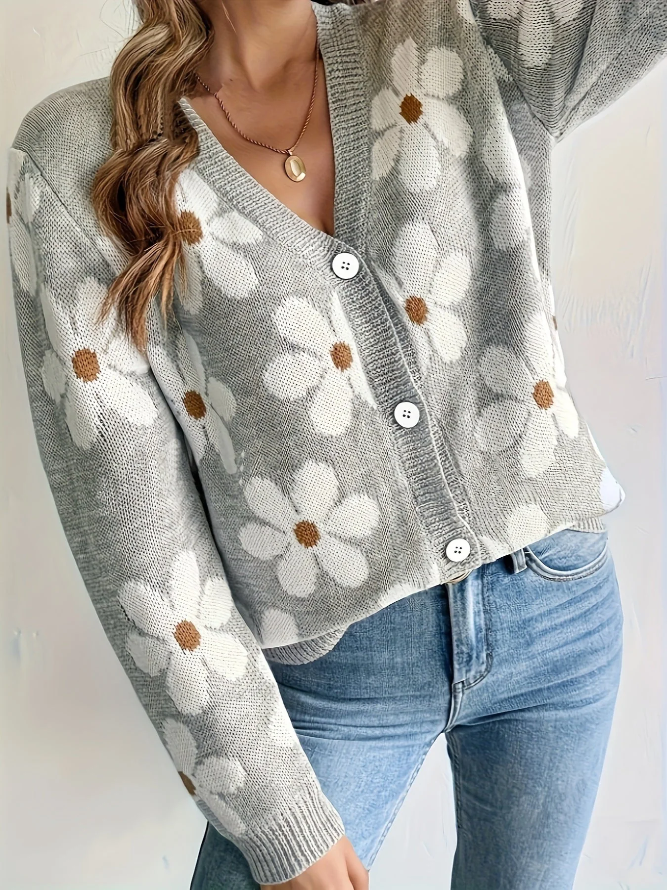 Fitted Long Sleeve Knit Cardigan - Image 3
