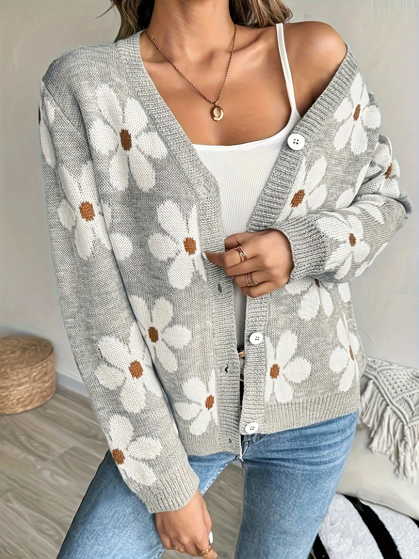 Fitted Long Sleeve Knit Cardigan - Image 4