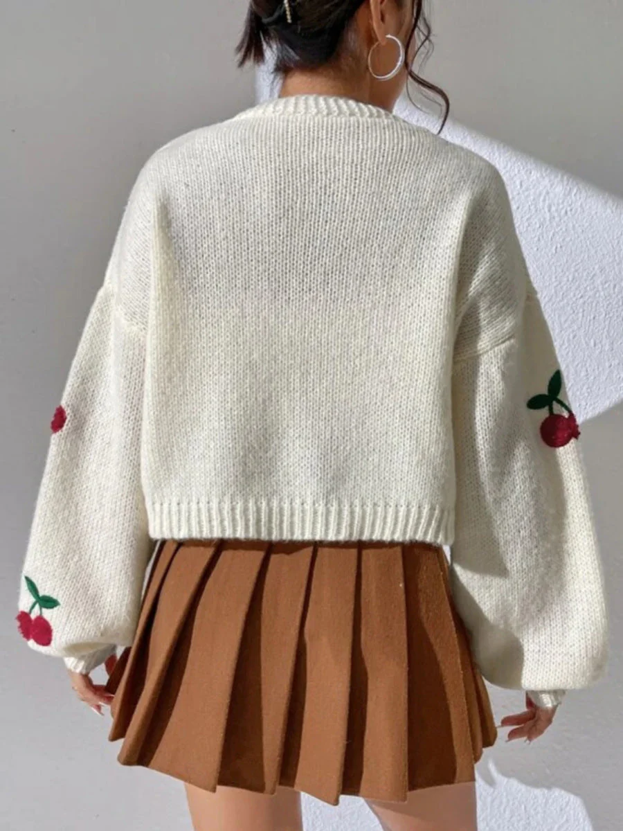 Embroidered Open Front Cardigan - Image 4