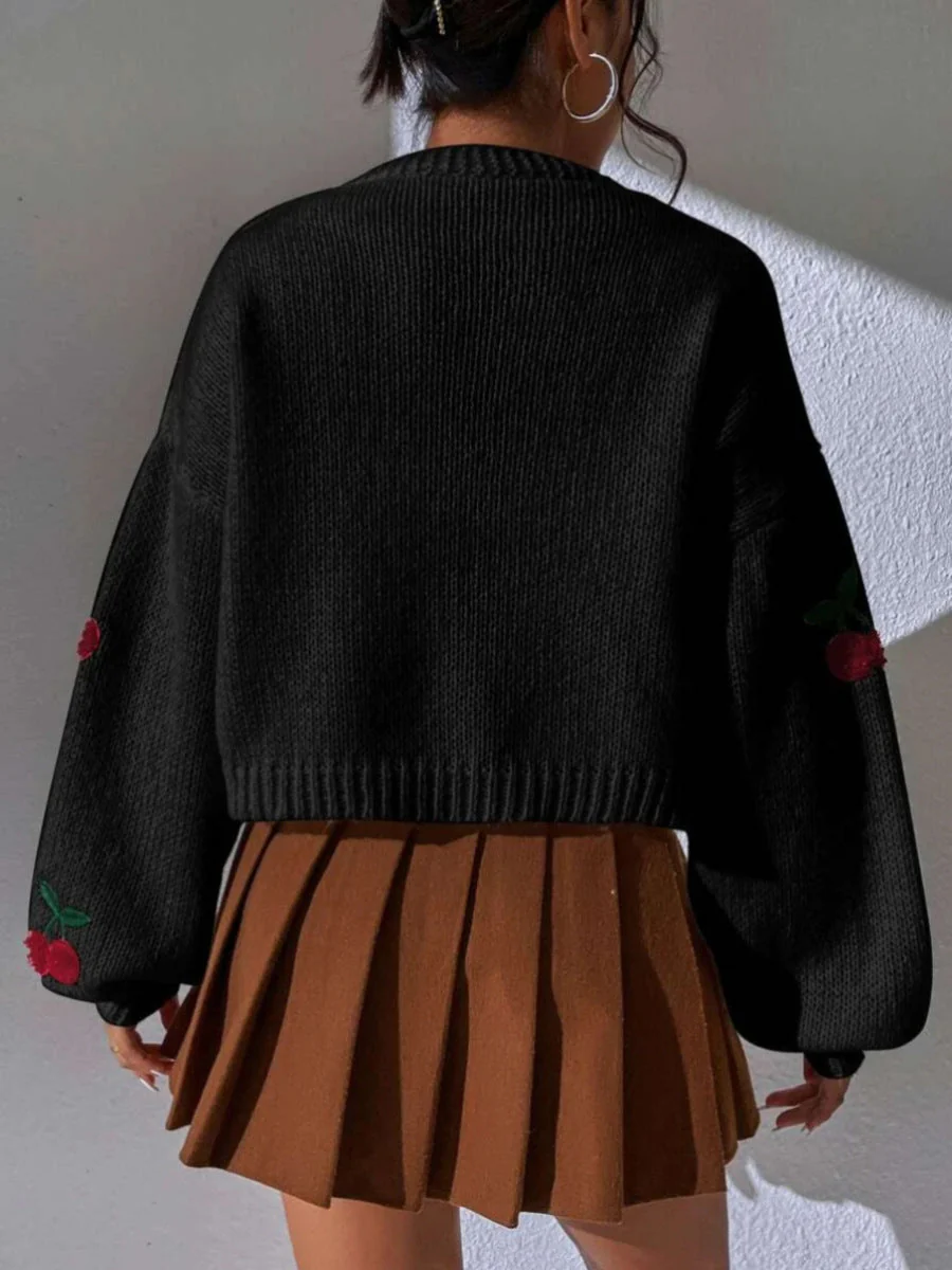 Embroidered Open Front Cardigan - Image 6